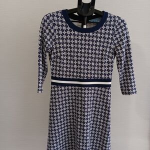 Draper James Navy and White Floral Knit Girls Dress
